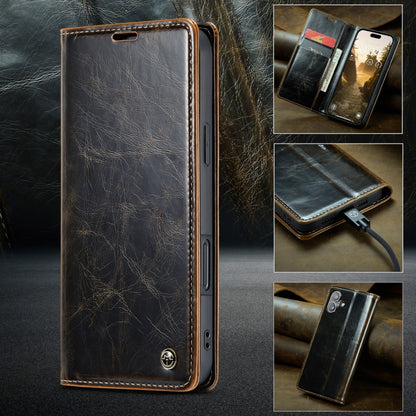 For iPhone 16 CaseMe 003 Crazy Horse Texture Flip Leather Phone Case(Coffee) - iPhone 16 Cases by CaseMe | Online Shopping South Africa | PMC Jewellery | Buy Now Pay Later Mobicred