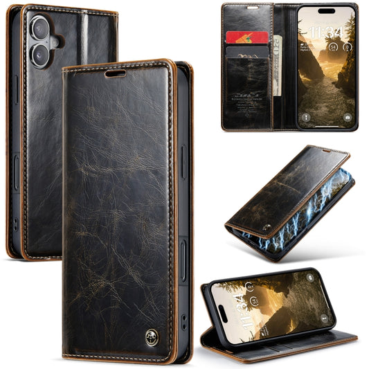 For iPhone 16 Plus CaseMe 003 Crazy Horse Texture Flip Leather Phone Case(Coffee) - iPhone 16 Plus Cases by CaseMe | Online Shopping South Africa | PMC Jewellery | Buy Now Pay Later Mobicred