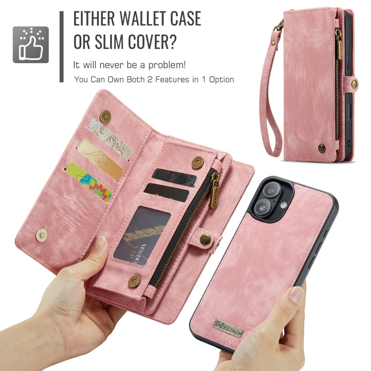 For iPhone 16 CaseMe 008 Detachable Multifunctional Leather Phone Case(Pink) - iPhone 16 Cases by CaseMe | Online Shopping South Africa | PMC Jewellery | Buy Now Pay Later Mobicred