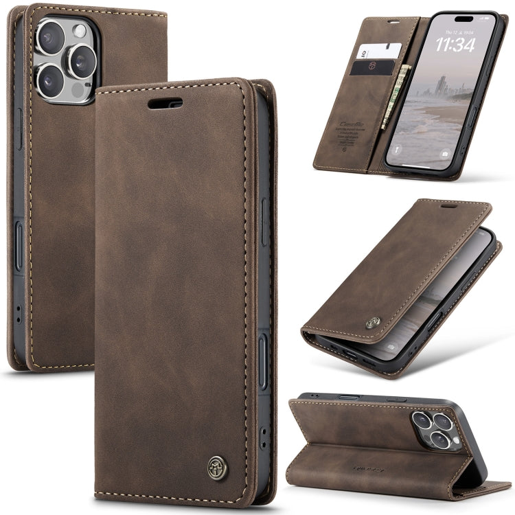 For iPhone 16 Pro CaseMe 013 Multifunctional Horizontal Flip Leather Phone Case(Coffee) - iPhone 16 Pro Cases by CaseMe | Online Shopping South Africa | PMC Jewellery | Buy Now Pay Later Mobicred