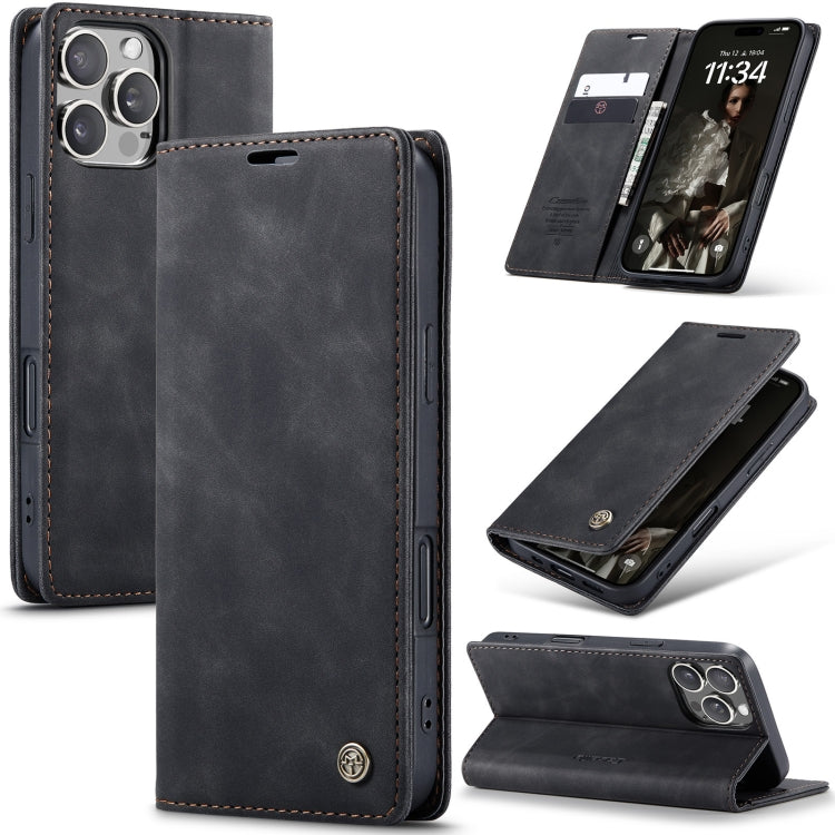 For iPhone 16 Pro CaseMe 013 Multifunctional Horizontal Flip Leather Phone Case(Black) - iPhone 16 Pro Cases by CaseMe | Online Shopping South Africa | PMC Jewellery | Buy Now Pay Later Mobicred