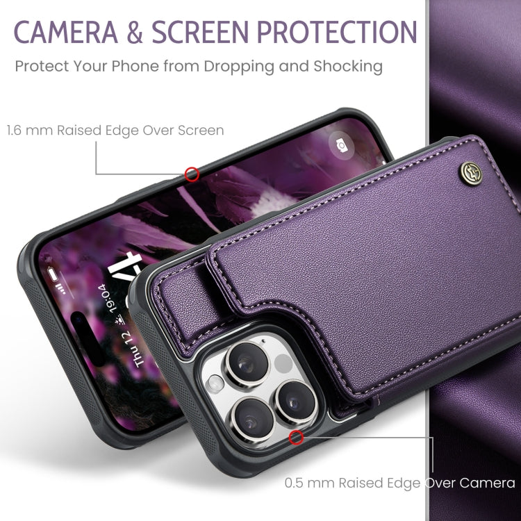 For iPhone 16 Pro CaseMe C22 Card Slots Holder RFID Anti-theft Phone Case(Purple) - iPhone 16 Pro Cases by CaseMe | Online Shopping South Africa | PMC Jewellery | Buy Now Pay Later Mobicred