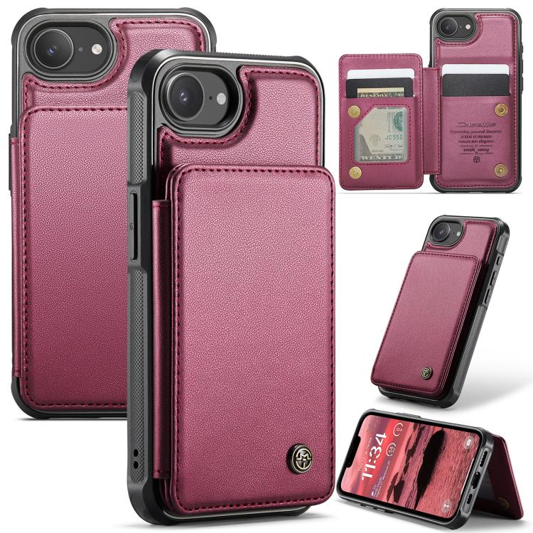 For iPhone 16e CaseMe C22 Card Slots Holder RFID Anti-theft Phone Case(Red) - free shipping - PMc TechLife - Order now!