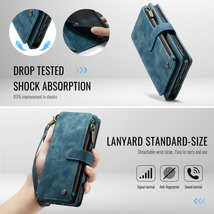 For iPhone 16 Pro Max CaseMe C30 Card Slots Zipper Wallet Leather Phone Case(Blue) - iPhone 16 Pro Max Cases by CaseMe | Online Shopping South Africa | PMC TechLife | Buy Now Pay Later Mobicred