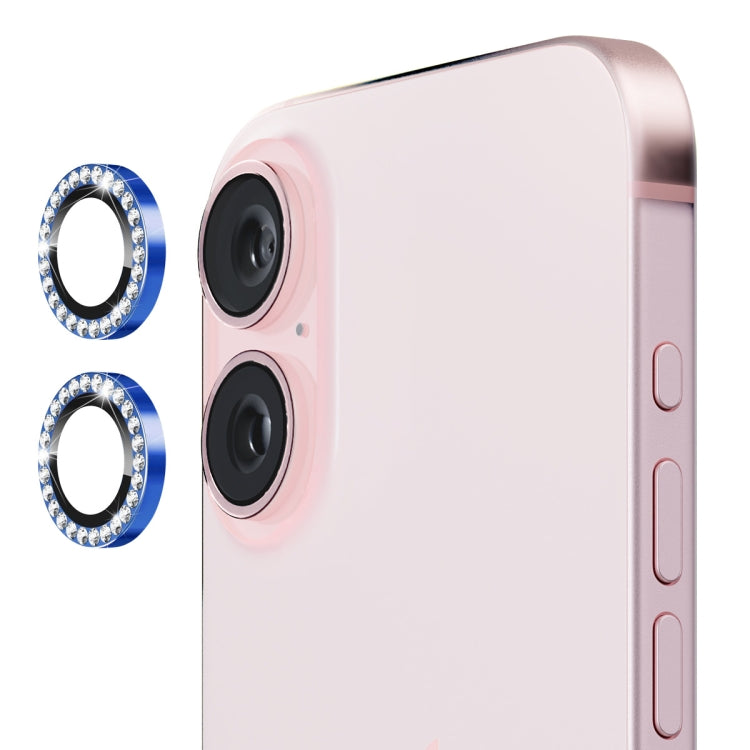 For iPhone 16 / 16 Plus ENKAY AR Anti-reflection Individual Diamond Ring Camera Lens Glass Full Film(Sea Blue) - iPhone 16 Plus Tempered Glass by ENKAY | Online Shopping South Africa | PMC Jewellery | Buy Now Pay Later Mobicred