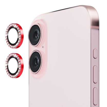 For iPhone 16 / 16 Plus ENKAY AR Anti-reflection Individual Diamond Ring Camera Lens Glass Full Film(Red) - iPhone 16 Plus Tempered Glass by ENKAY | Online Shopping South Africa | PMC Jewellery | Buy Now Pay Later Mobicred