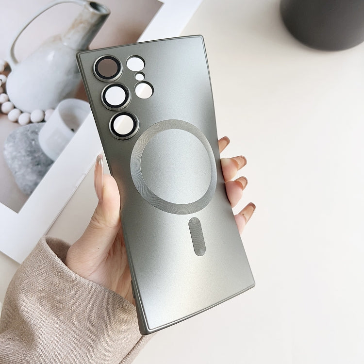For Samsung Galaxy S25 Ultra 5G Metallic Paint Magsafe Liquid TPU Phone Case(Grey) - free shipping - PMC Jewellery - Order now!
