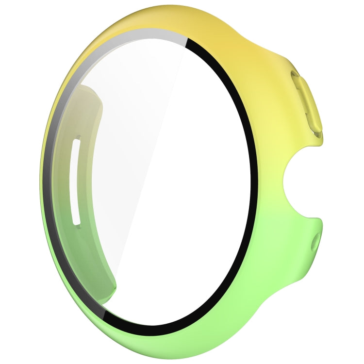 For Google Pixel Watch 3 41mm PC + Tempered Film Integrated Watch Protective Case(Yellow+Green) - Watch Cases by PMC TechLife | Online Shopping South Africa | PMC TechLife | Buy Now Pay Later Mobicred