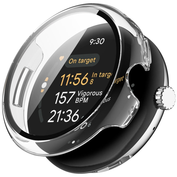 For Google Pixel Watch 3 45mm PC + Tempered Film Integrated Watch Protective Case(Transparent) - Watch Cases by PMC TechLife | Online Shopping South Africa | PMC TechLife | Buy Now Pay Later Mobicred