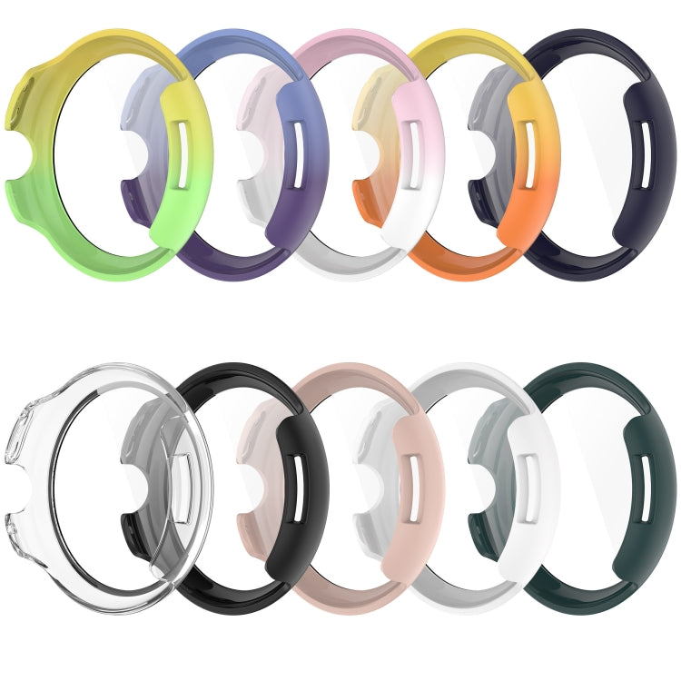 For Google Pixel Watch 3 45mm PC + Tempered Film Integrated Watch Protective Case(Yellow+Green) - Watch Cases by PMC TechLife | Online Shopping South Africa | PMC TechLife | Buy Now Pay Later Mobicred
