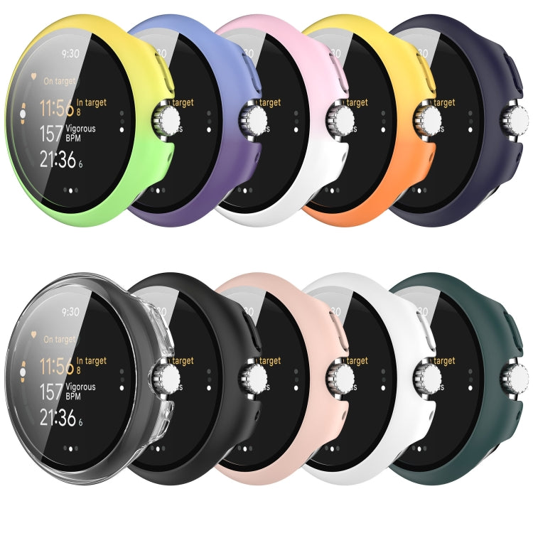 For Google Pixel Watch 3 45mm PC + Tempered Film Integrated Watch Protective Case(Green) - Watch Cases by PMC TechLife | Online Shopping South Africa | PMC TechLife | Buy Now Pay Later Mobicred