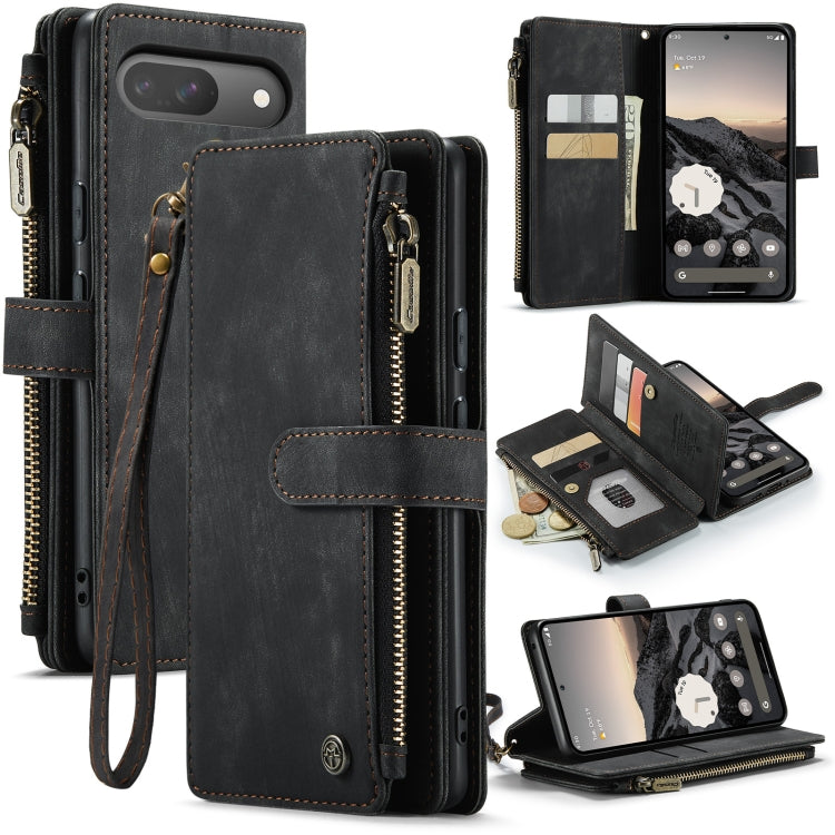 For Google Pixel 9 / 9 Pro CaseMe C30 Card Slots Zipper Wallet Leather Phone Case(Black) - free shipping - PMC Jewellery - Order now!