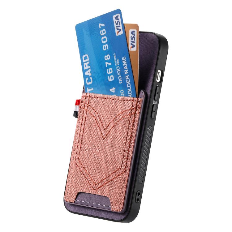For iPhone 16e Denim Texture Leather Skin Phone Case with Card Slot(Purple) - iPhone 16e Cases by PMC TechLife | Online Shopping South Africa | PMC TechLife | Buy Now Pay Later Mobicred