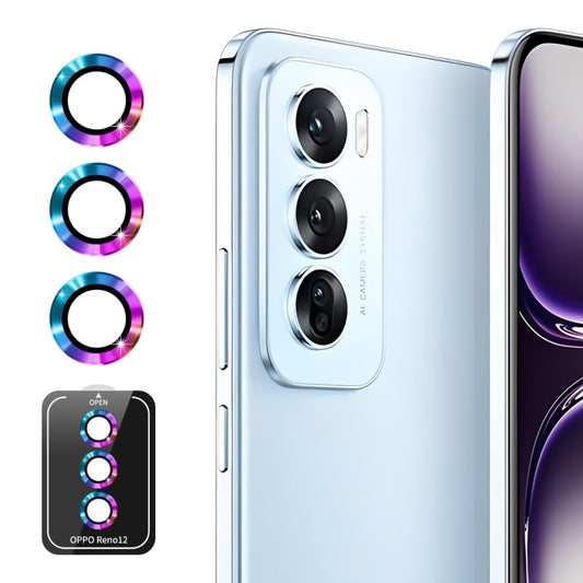 For OPPO Reno12 Global ENKAY Hat-Prince 9H Rear Camera Lens Aluminium Alloy Tempered Glass Film(Colorful) - Reno12 Tempered Glass by ENKAY | Online Shopping South Africa | PMC Jewellery | Buy Now Pay Later Mobicred