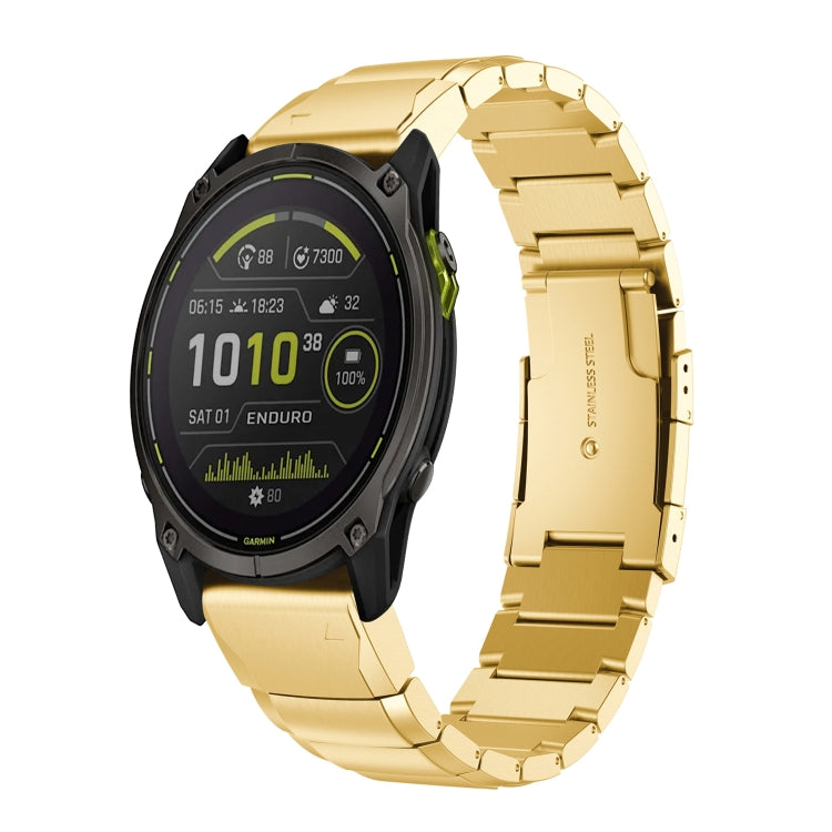 For Garmin Enduro 3 Tortoise Shell 26mm Stainless Steel Watch Band(Gold) - free shipping - PMC TechLife - Order now!