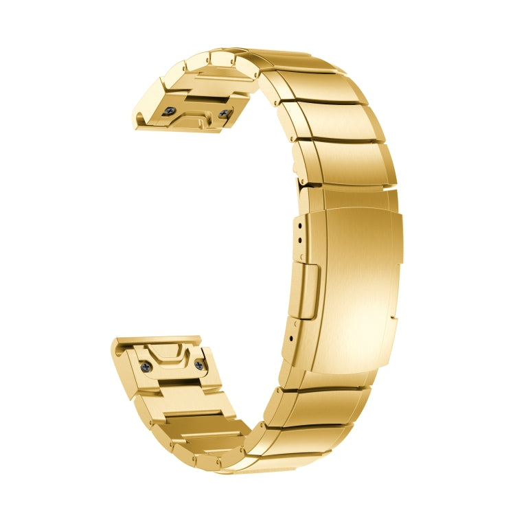 For Garmin Fenix E 47mm Tortoise Shell 22mm Stainless Steel Watch Band(Gold) - free shipping - PMC TechLife - Order now!