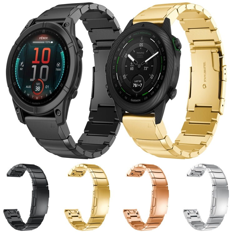 For Garmin Fenix E 47mm Tortoise Shell 22mm Stainless Steel Watch Band(Gold) - free shipping - PMC TechLife - Order now!