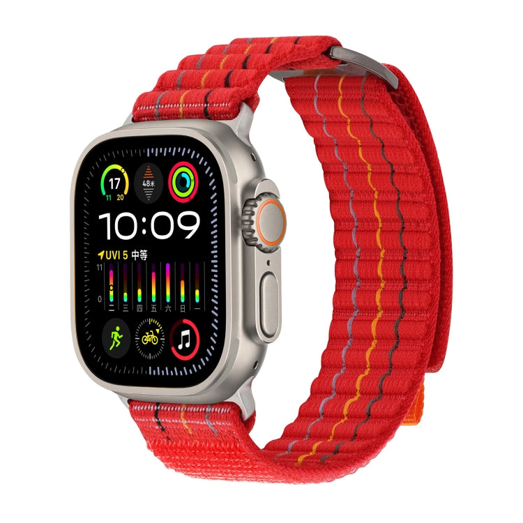 For Apple Watch Ultra 49mm Two Sections Nylon Hook and Loop Fastener Watch Band(Cherry Red) - Watch Bands by PMC Jewellery | Online Shopping South Africa | PMC Jewellery | Buy Now Pay Later Mobicred