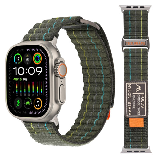 For Apple Watch Ultra 49mm Two Sections Nylon Hook and Loop Fastener Watch Band(Field Green) - Watch Bands by PMC Jewellery | Online Shopping South Africa | PMC Jewellery | Buy Now Pay Later Mobicred