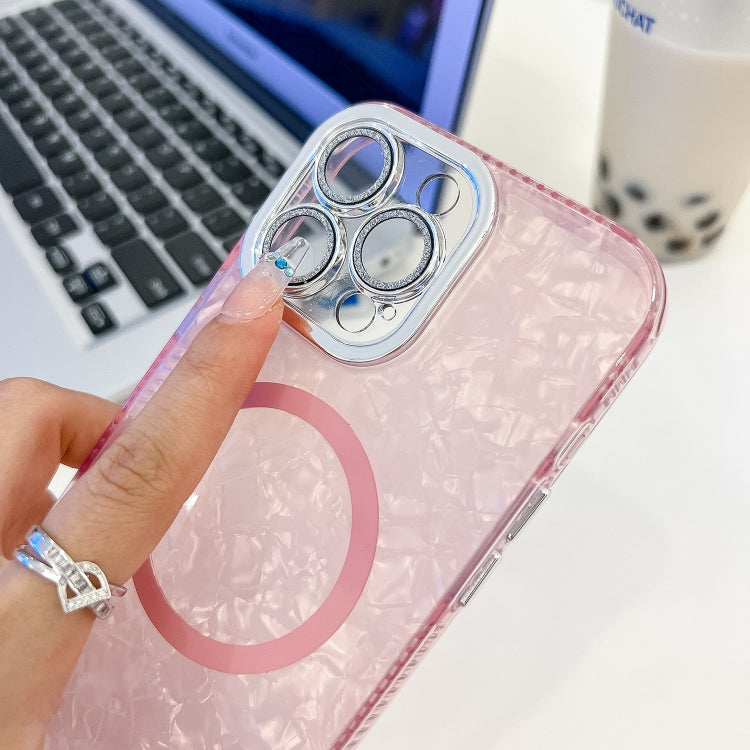 For iPhone 16 Pro Max Plating Texture Wristband MagSafe TPU Phone Case with Glitter Lens Film(White Water Ripples) - iPhone 16 Pro Max Cases by PMC Jewellery | Online Shopping South Africa | PMC Jewellery | Buy Now Pay Later Mobicred