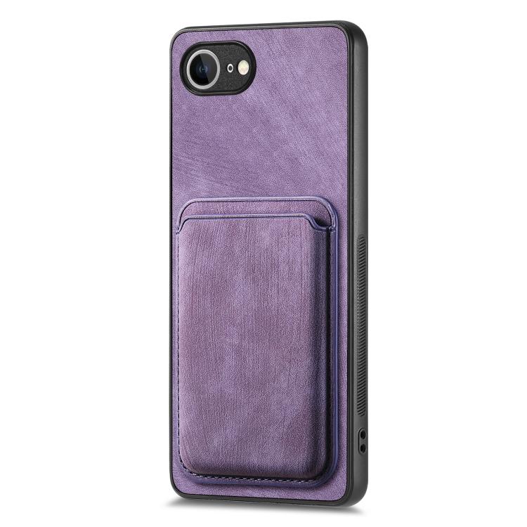 For iPhone 16e Retro Leather Card Bag Magnetic Phone Case(Purple) - iPhone 16e Cases by PMC TechLife | Online Shopping South Africa | PMC TechLife | Buy Now Pay Later Mobicred
