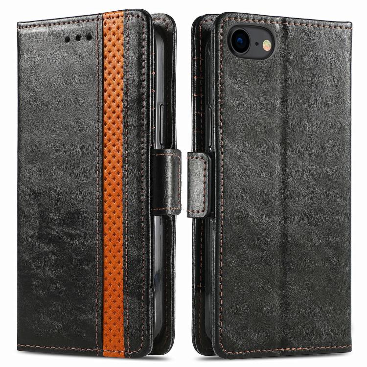 For iPhone 16e CaseNeo Splicing Dual Magnetic Buckle Leather Phone Case(Black) - iPhone 16e Cases by PMC TechLife | Online Shopping South Africa | PMC TechLife | Buy Now Pay Later Mobicred