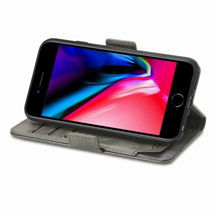 For iPhone 16e CaseNeo Splicing Dual Magnetic Buckle Leather Phone Case(Gray) - iPhone 16e Cases by PMC TechLife | Online Shopping South Africa | PMC TechLife | Buy Now Pay Later Mobicred
