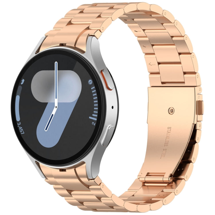For Samsung Galaxy Watch 7 40 / 44mm Three Beads Button Quick Release Metal Watch Band(Rose Gold) - free shipping - PMC TechLife - Order now!