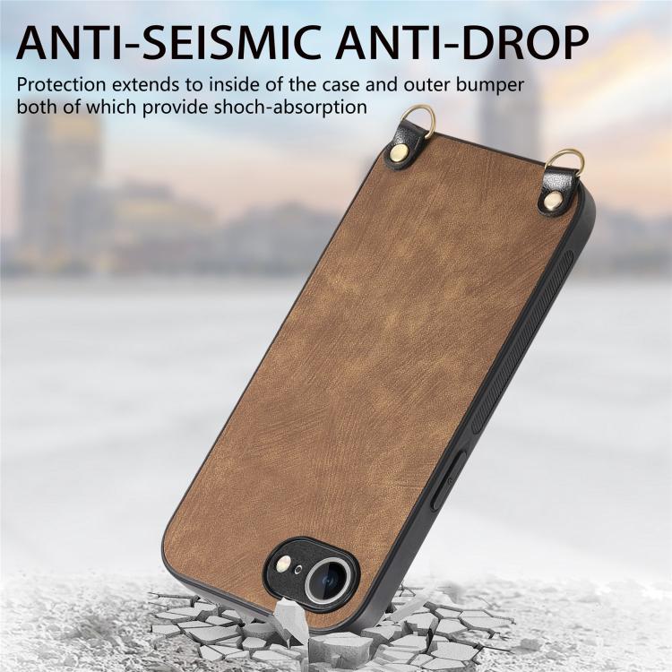 For  iPhone 16e Vintage Leather PC Back Cover Phone Case with Crossbody Strap(Brown) - iPhone 16e Cases by PMC TechLife | Online Shopping South Africa | PMC TechLife | Buy Now Pay Later Mobicred