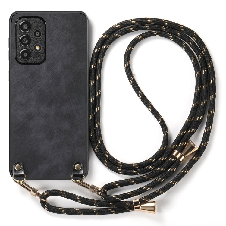 For Samsung Galaxy S25 5G Vintage Leather PC Back Cover Phone Case with Crossbody Strap(Black) - Galaxy S25 5G Cases by PMC Jewellery | Online Shopping South Africa | PMC Jewellery | Buy Now Pay Later Mobicred