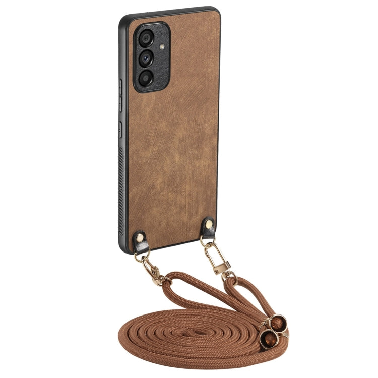 For Samsung Galaxy S25+ 5G Vintage Leather PC Back Cover Phone Case with Crossbody Strap(Brown) - Galaxy S25+ 5G Cases by PMC Jewellery | Online Shopping South Africa | PMC Jewellery | Buy Now Pay Later Mobicred