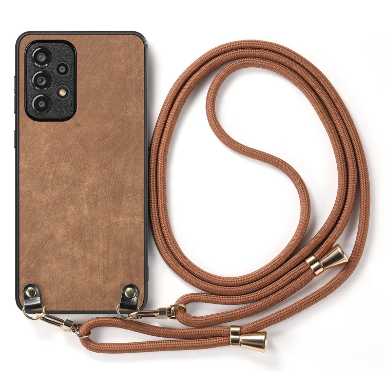 For Samsung Galaxy S25+ 5G Vintage Leather PC Back Cover Phone Case with Crossbody Strap(Brown) - Galaxy S25+ 5G Cases by PMC Jewellery | Online Shopping South Africa | PMC Jewellery | Buy Now Pay Later Mobicred