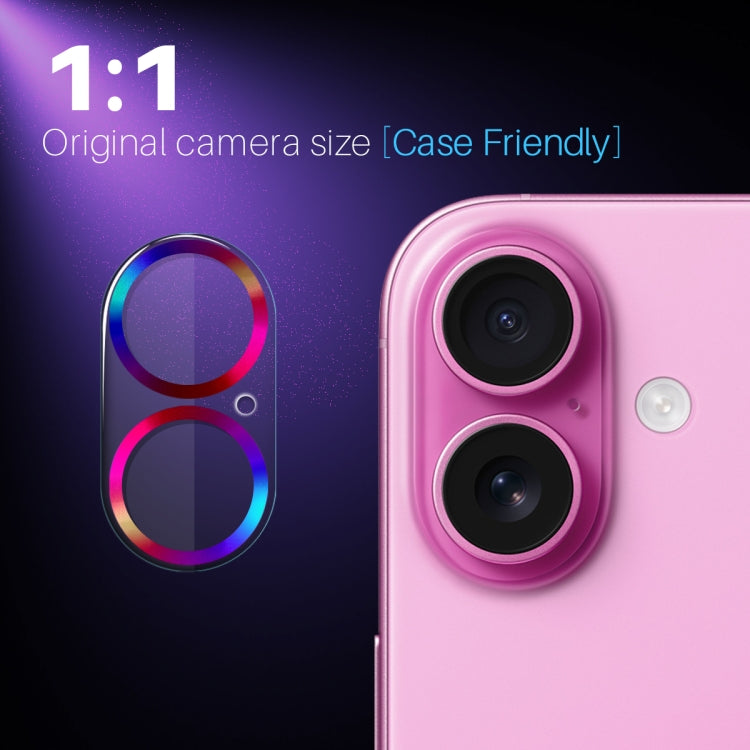 For iPhone 16 / 16 Plus NORTHJO Camera Lens Protector CD Veins 3D Tempered Glass Film(Colorful) - iPhone 16 Plus Tempered Glass by NORTHJO | Online Shopping South Africa | PMC Jewellery | Buy Now Pay Later Mobicred