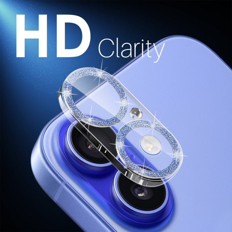 For iPhone 16 / 16 Plus NORTHJO Camera Lens Protector Glitter Ring 3D Tempered Glass Film(Blue) - iPhone 16 Plus Tempered Glass by NORTHJO | Online Shopping South Africa | PMC Jewellery | Buy Now Pay Later Mobicred