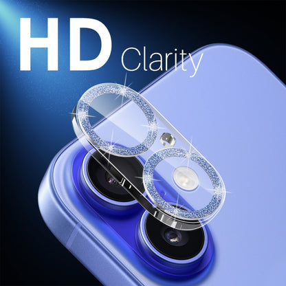 For iPhone 16 / 16 Plus NORTHJO Camera Lens Protector Glitter Ring 3D Tempered Glass Film(Blue) - iPhone 16 Plus Tempered Glass by NORTHJO | Online Shopping South Africa | PMC Jewellery | Buy Now Pay Later Mobicred