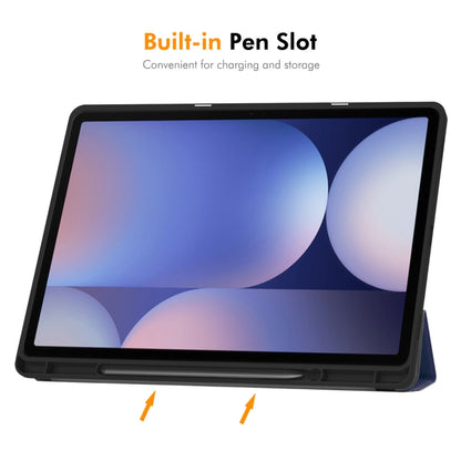 For Samsung Galaxy Tab S10+ / S9+ / S9 FE+ ENKAY Tri-fold Custer Texture TPU Leather Smart Tablet Case with Pen Slot(Black) - Galaxy Tab S9+ Cases by ENKAY | Online Shopping South Africa | PMC Jewellery | Buy Now Pay Later Mobicred