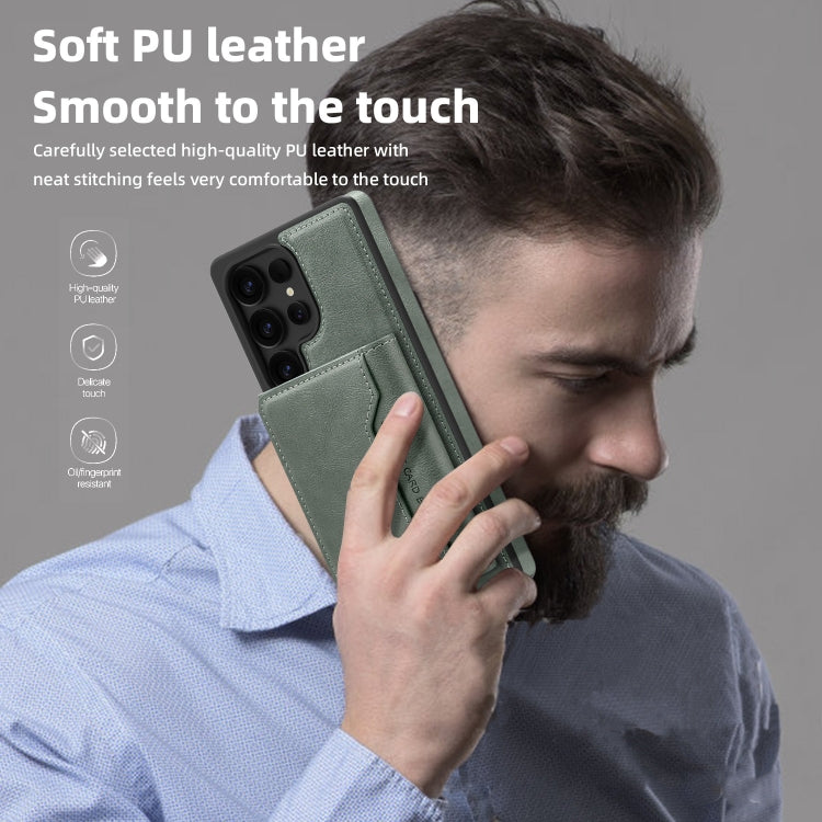 For Samsung Galaxy S25+ 5G Shield Multi-functional MagSafe Card Bag Phone Case(Green) - Galaxy S25+ 5G Cases by PMC Jewellery | Online Shopping South Africa | PMC Jewellery | Buy Now Pay Later Mobicred