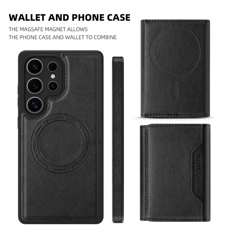 For Samsung Galaxy S25 Ultra 5G Shield Multi-functional MagSafe Card Bag Phone Case(Black) - free shipping - PMC Jewellery - Order now!