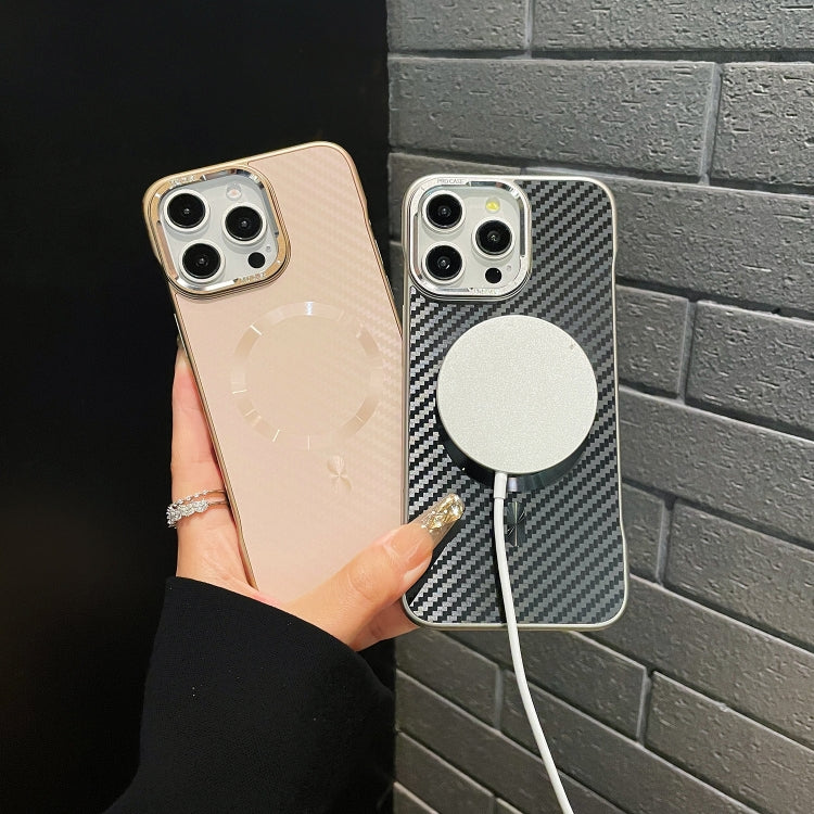 For iPhone 15 Plus AG Carbon Fiber Frameless MagSafe Phone Case(Gold) - iPhone 15 Plus Cases by PMc TechLife | Online Shopping South Africa | PMc TechLife | Buy Now Pay Later Mobicred
