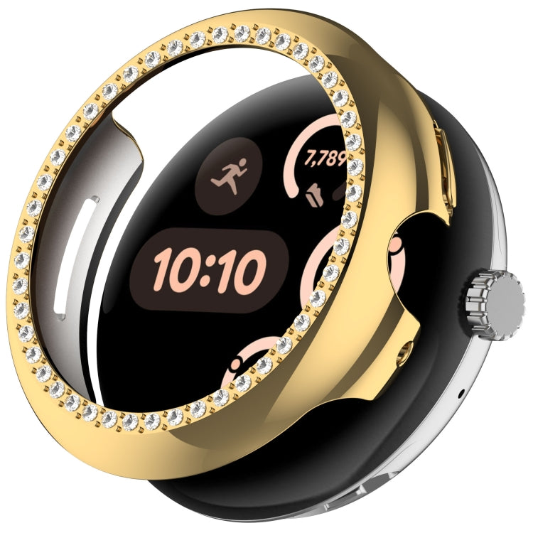 For Google Pixel Watch 3 45mm Diamond Electroplated PC Half Coverage Watch Protective Case(Gold) - Watch Cases by PMC TechLife | Online Shopping South Africa | PMC TechLife | Buy Now Pay Later Mobicred