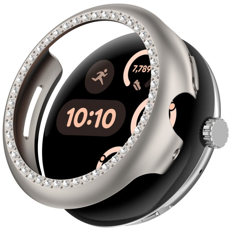 For Google Pixel Watch 3 45mm Diamond Electroplated PC Half Coverage Watch Protective Case(Starlight) - Watch Cases by PMC TechLife | Online Shopping South Africa | PMC TechLife | Buy Now Pay Later Mobicred
