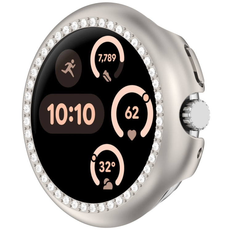 For Google Pixel Watch 3 45mm Diamond Electroplated PC Half Coverage Watch Protective Case(Starlight) - Watch Cases by PMC TechLife | Online Shopping South Africa | PMC TechLife | Buy Now Pay Later Mobicred