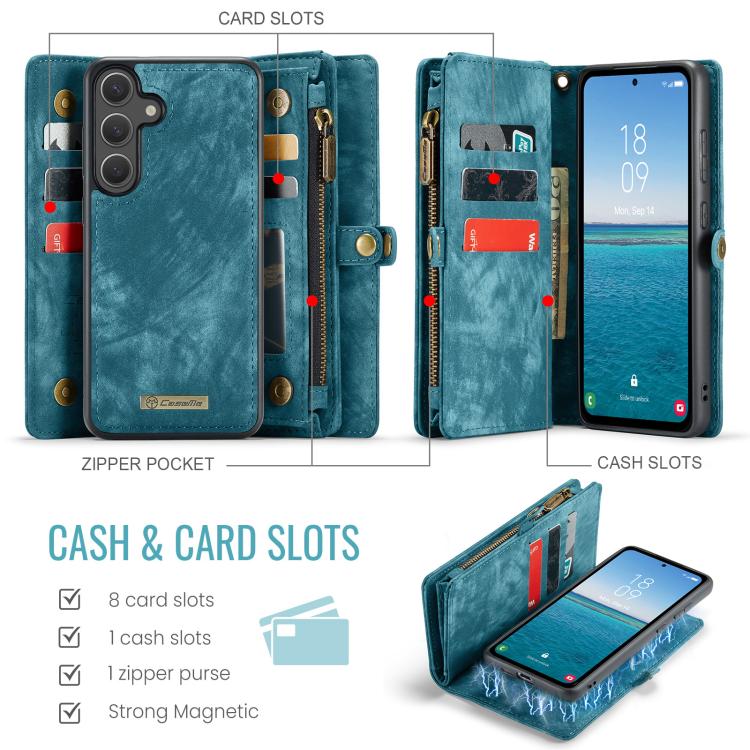 For Samsung Galaxy S25+ 5G CaseMe 008 Detachable Multifunctional Leather Phone Case(Blue) - Galaxy S25+ 5G Cases by CaseMe | Online Shopping South Africa | PMC Jewellery | Buy Now Pay Later Mobicred