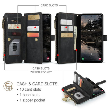 For Samsung Galaxy S25+ 5G CaseMe C30 Card Slots Zipper Wallet Leather Phone Case(Black) - Galaxy S25+ 5G Cases by CaseMe | Online Shopping South Africa | PMC Jewellery | Buy Now Pay Later Mobicred