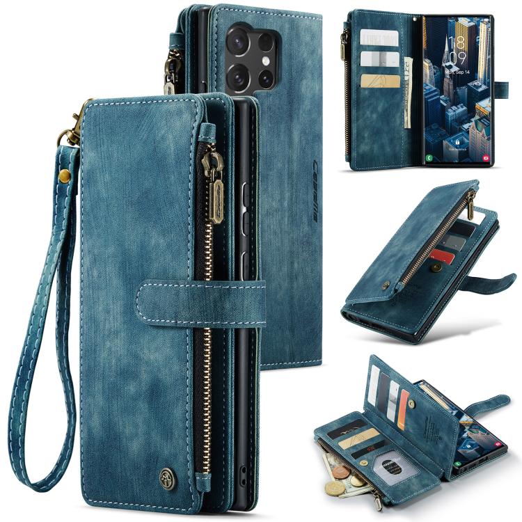 For Samsung Galaxy S25 Ultra 5G CaseMe C30 Card Slots Zipper Wallet Leather Phone Case(Blue) - Galaxy S25 Ultra 5G Cases by CaseMe | Online Shopping South Africa | PMC Jewellery | Buy Now Pay Later Mobicred