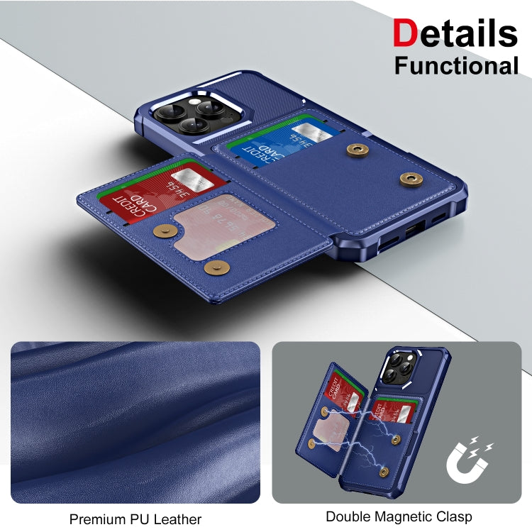 For iPhone 16 Pro ENKAY Hat-Prince Card Slot Wallet TPU Back Leather Phone Case with Lens Film(Dark Blue) - iPhone 16 Pro Max Cases by ENKAY | Online Shopping South Africa | PMC Jewellery | Buy Now Pay Later Mobicred