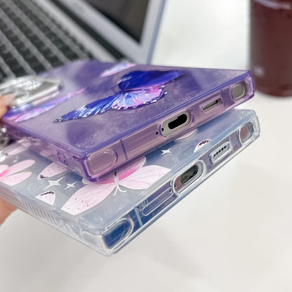 For Samsung Galaxy S25+ 5G Plating Texture Butterfly TPU Phone Case with Glitter Lens Film(Silver Butterflies HU6) - Galaxy S25+ 5G Cases by PMC Jewellery | Online Shopping South Africa | PMC Jewellery | Buy Now Pay Later Mobicred