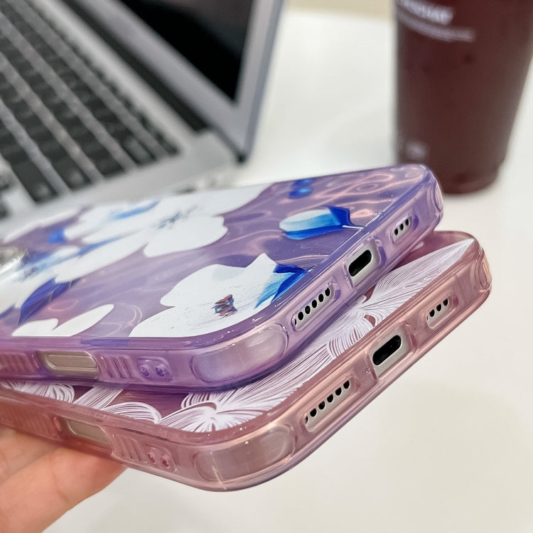 For iPhone 16e Electroplating Flowers Plants Texture TPU Phone Case(Plum Flower FL6) - iPhone 16e Cases by PMC TechLife | Online Shopping South Africa | PMC TechLife | Buy Now Pay Later Mobicred