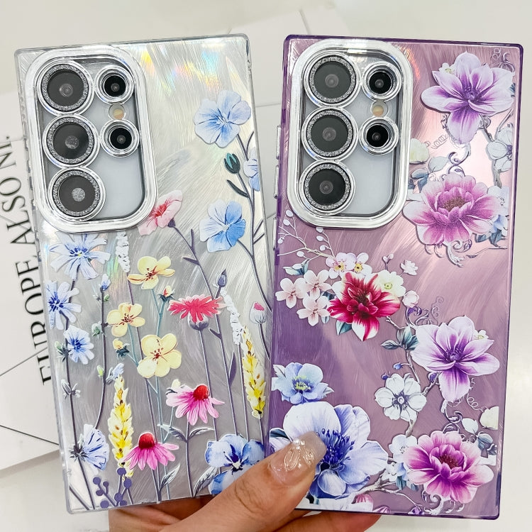 For Samsung Galaxy S25 5G Electroplating Flowers Plants Texture TPU Phone Case(Carnation FL7) - Galaxy S25 5G Cases by PMC Jewellery | Online Shopping South Africa | PMC Jewellery | Buy Now Pay Later Mobicred