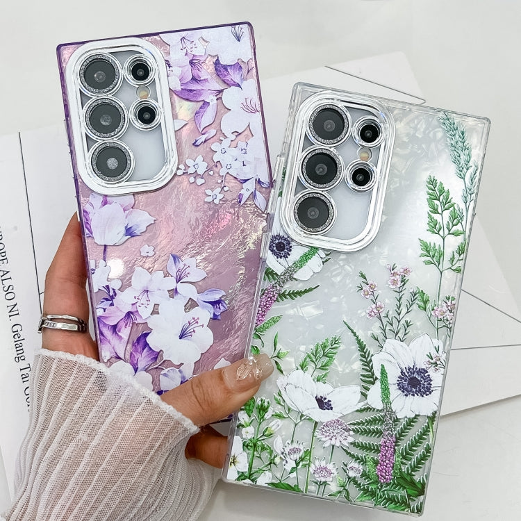 For Samsung Galaxy S25 5G Electroplating Flowers Plants Texture TPU Phone Case(Lavender FL3) - Galaxy S25 5G Cases by PMC Jewellery | Online Shopping South Africa | PMC Jewellery | Buy Now Pay Later Mobicred